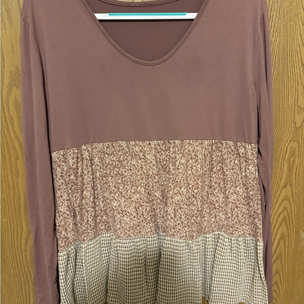 Elegant Mauve Patchwork Women's Top